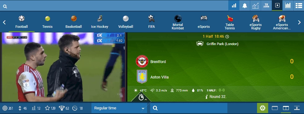1xbet steaming sport